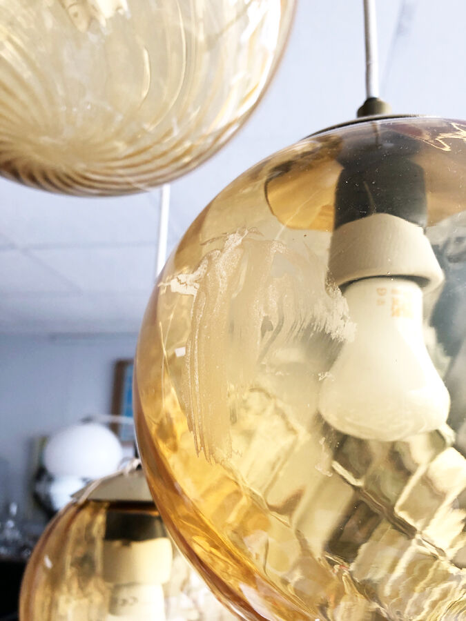 Ochre 5-ball pendant light, 1970