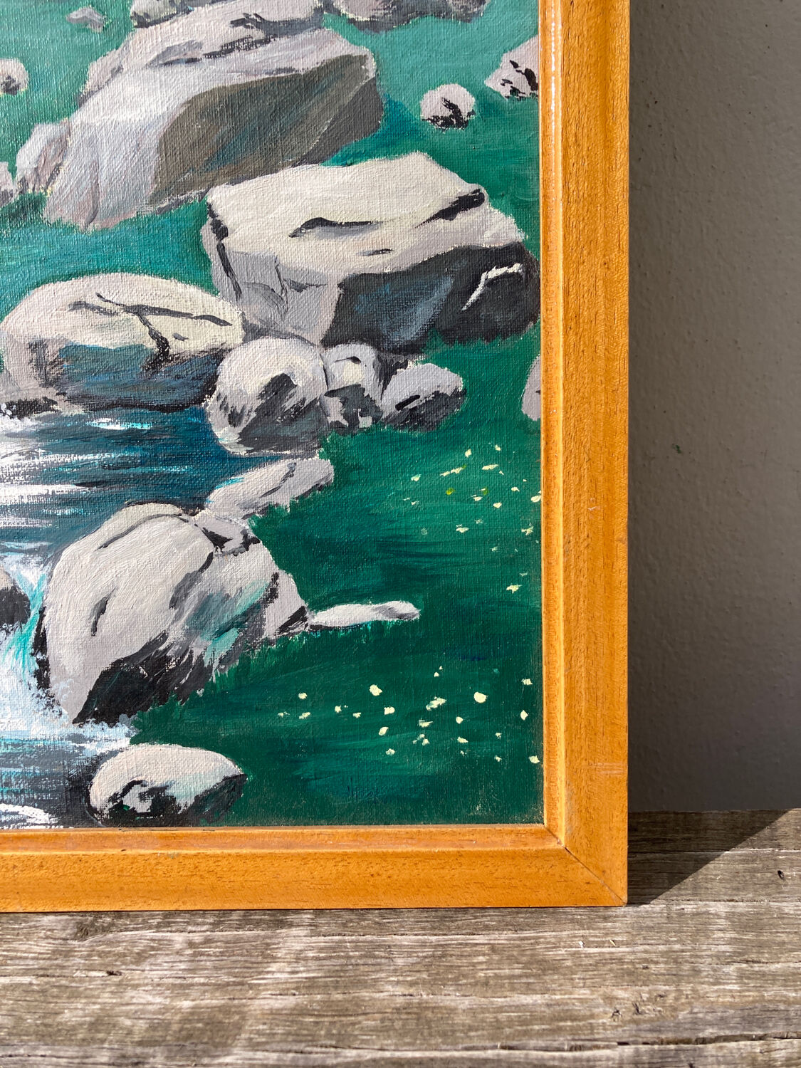 Peinture montage cascade huile sur toile paysage