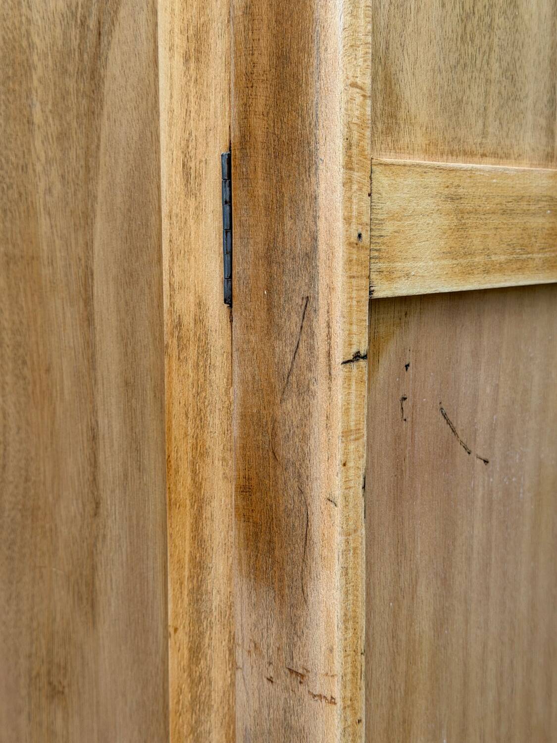 Parisian bonnetière wardrobe in raw wood, 1950.