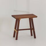 Contemporary handcrafted stool / end table in solid sipo and oak wood