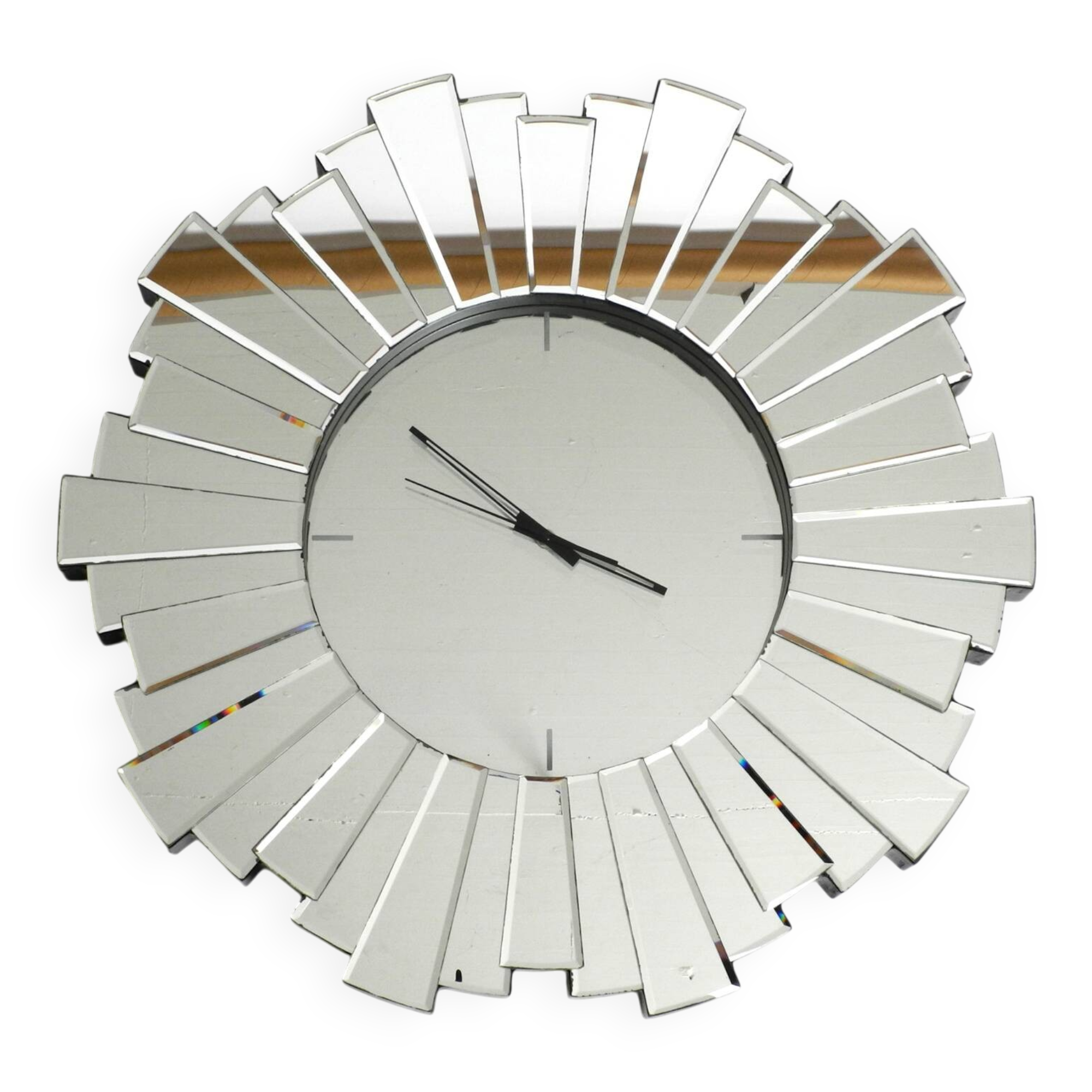 Gigantic rare heavy Sunburst mirror wall clock from the 1970s | Ø 70 cm
