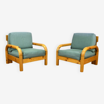 Pair of Solid Pine Armchairs by Rainer Daumiller 1970/1980