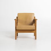 Pair of Oak and Leather Armchairs by Uluv Krasna Jizba, 1960s