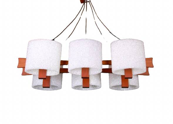 Scandinavian danish chandelier in teak and perspex, mid-20th century