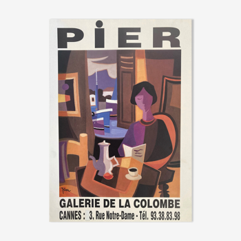 Affiche de Pier pour la Galerie La Colombes à Cannes années 80