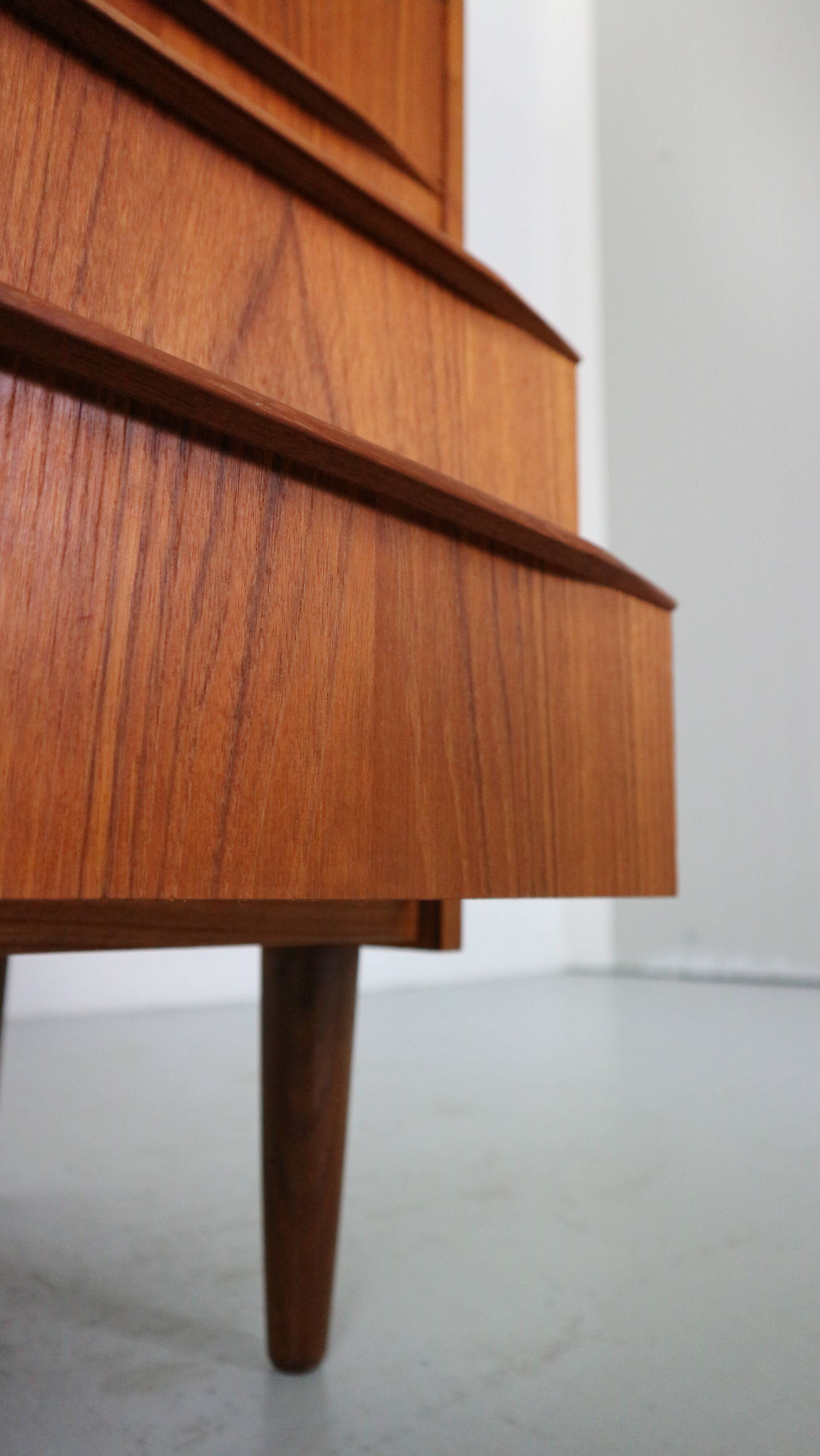 Mid-Century Modern Danish Chest of Eight Drawers, Tallboy in Teak, Denmark, 1960