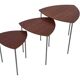 Vintage set of 3 wooden and metal side tables from the 1980s