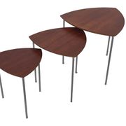 Vintage set of 3 wooden and metal side tables from the 1980s
