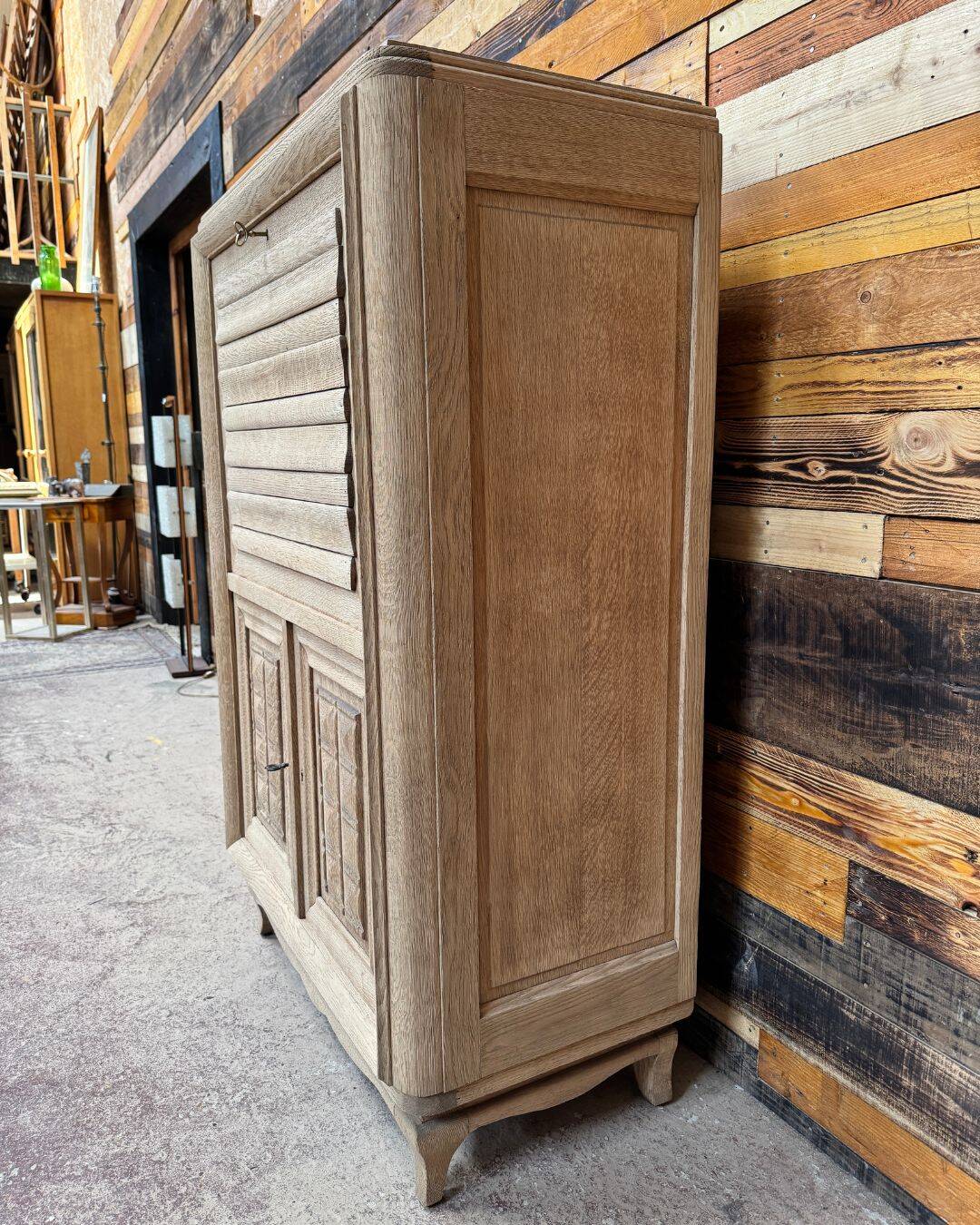 Secretary in sandblasted oak - 1950s