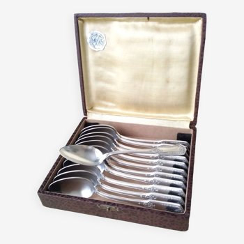Box of 12 silver-plated teaspoons "Sans embarrass" model