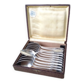 Box of 12 silver-plated teaspoons "Sans embarrass" model