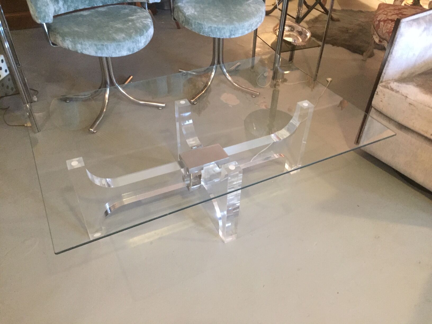 Light of the 1970s glass coffee table