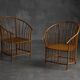 Rustic Wabi Sabi Bamboo Armchairs, France, 1970s