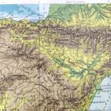 Spain and Portugal map in vintage colors 43x43cm from 1950