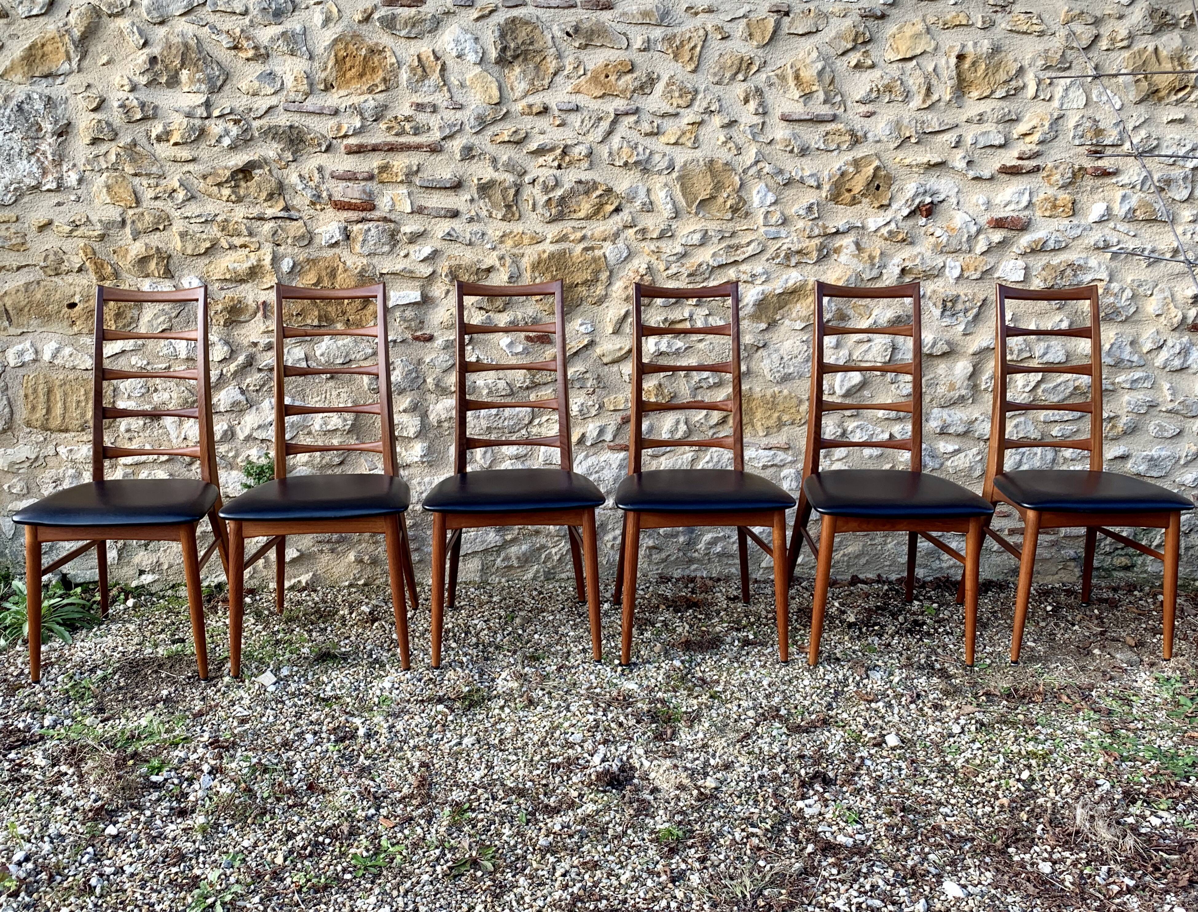 Set of 6 Scandinavian Teak "Lis" chairs by Niels Koefoed, Circa 1960