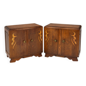 Pair of vintage art deco bedside tables from the 1950s