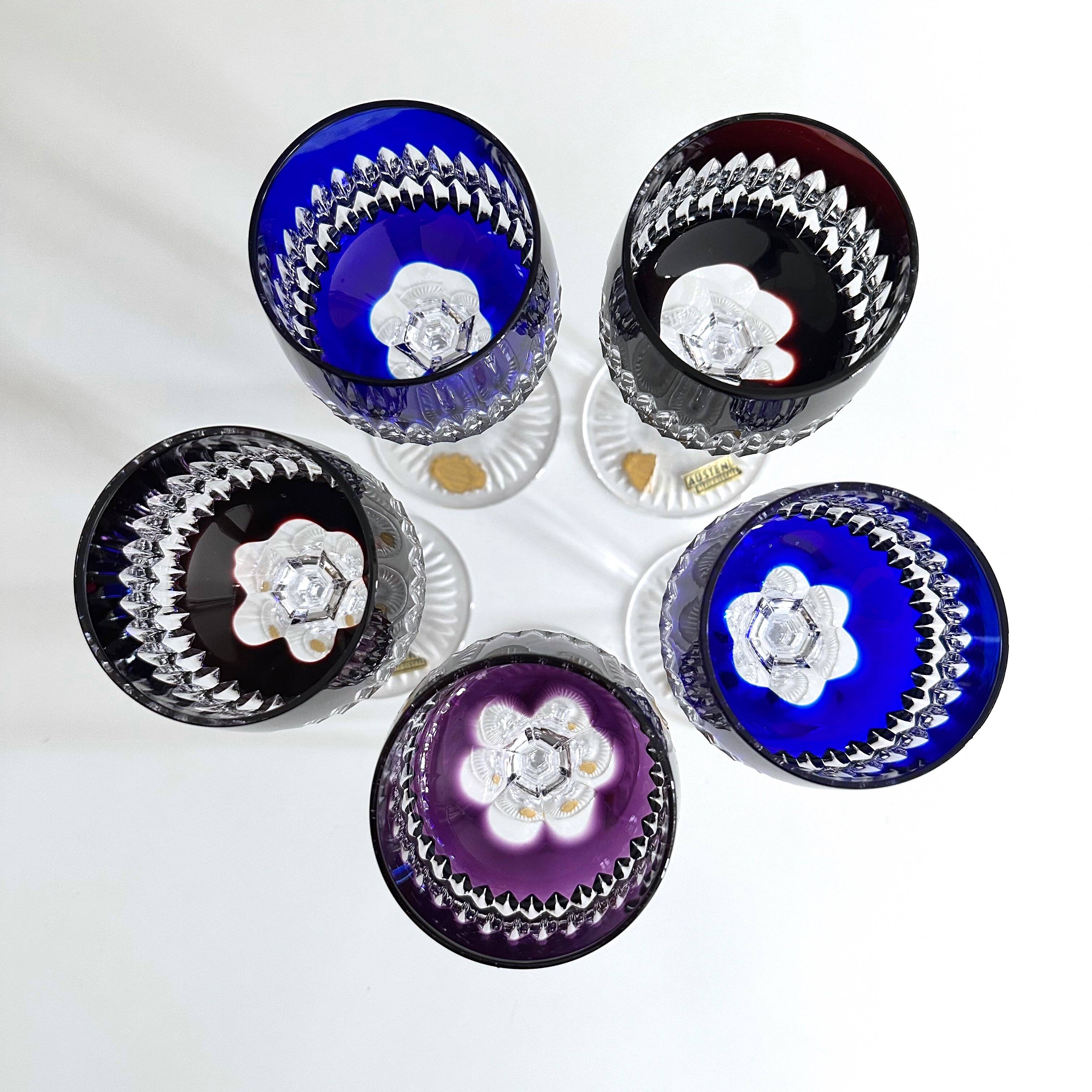 Collection of 5 lead crystal glasses "Austen Bodenmais", coloured glass