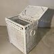 White rattan bedroom set: chest of drawers, mirror, bed, basket
