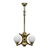 Chandelier en laiton et verre Art Déco par Gocar, années 1910, restauré