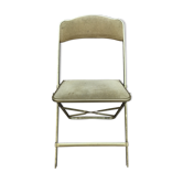 Chaise ancienne  pliante métal et velour vert années 70 vintage