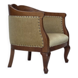 1960s, Danish side/children's armchair, light green furniture velour, oak w