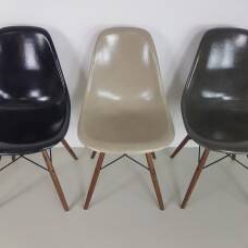 Eames Herman Miller DSW side chairs in monochrome - black / grey / greige / parchment