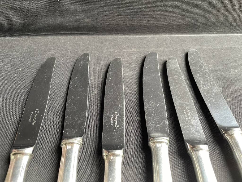 6 George V numbered knives including 3 Christofle