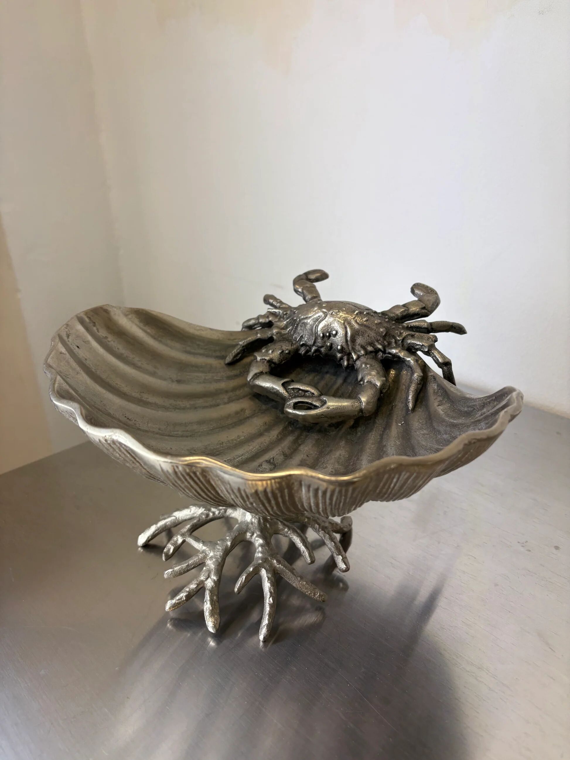 Crab & Shell aluminium centerpiece, France, 1980s