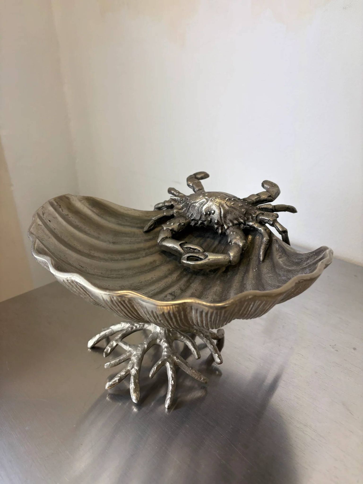 Crab & Shell aluminium centerpiece, France, 1980s