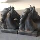 Pair of Horse Bookends with Flaming Manes. Ceramic.