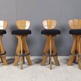 Set of 4 vintage brutalist bar stools, 1960s