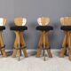 Set of 4 vintage brutalist bar stools, 1960s