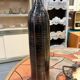 Glazed striped stoneware vase – Brown and black tones – Handmade – 1970s