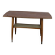 Table basse en teck vintage double plateau 1960 suede