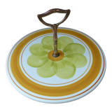 Ancien plateau à fromages décor fait main faïence de salins france décoration cuisine bohème vintage