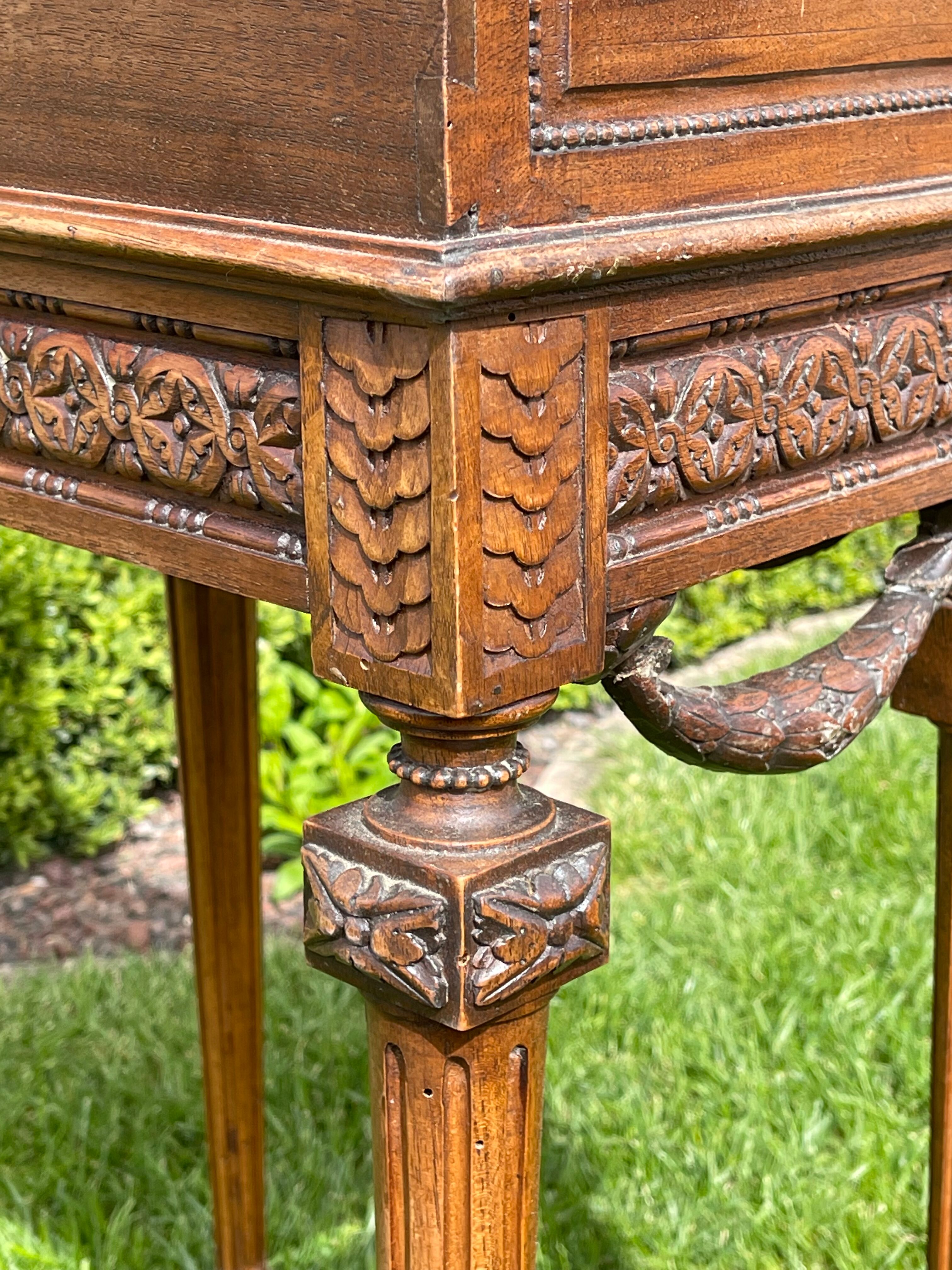 Louis XVI style walnut bedside table