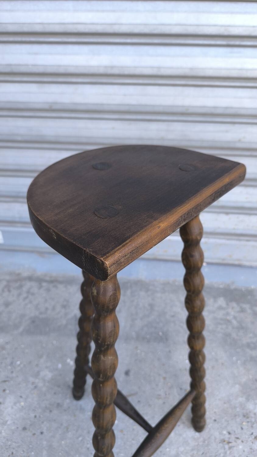 Turned wooden tripod stool