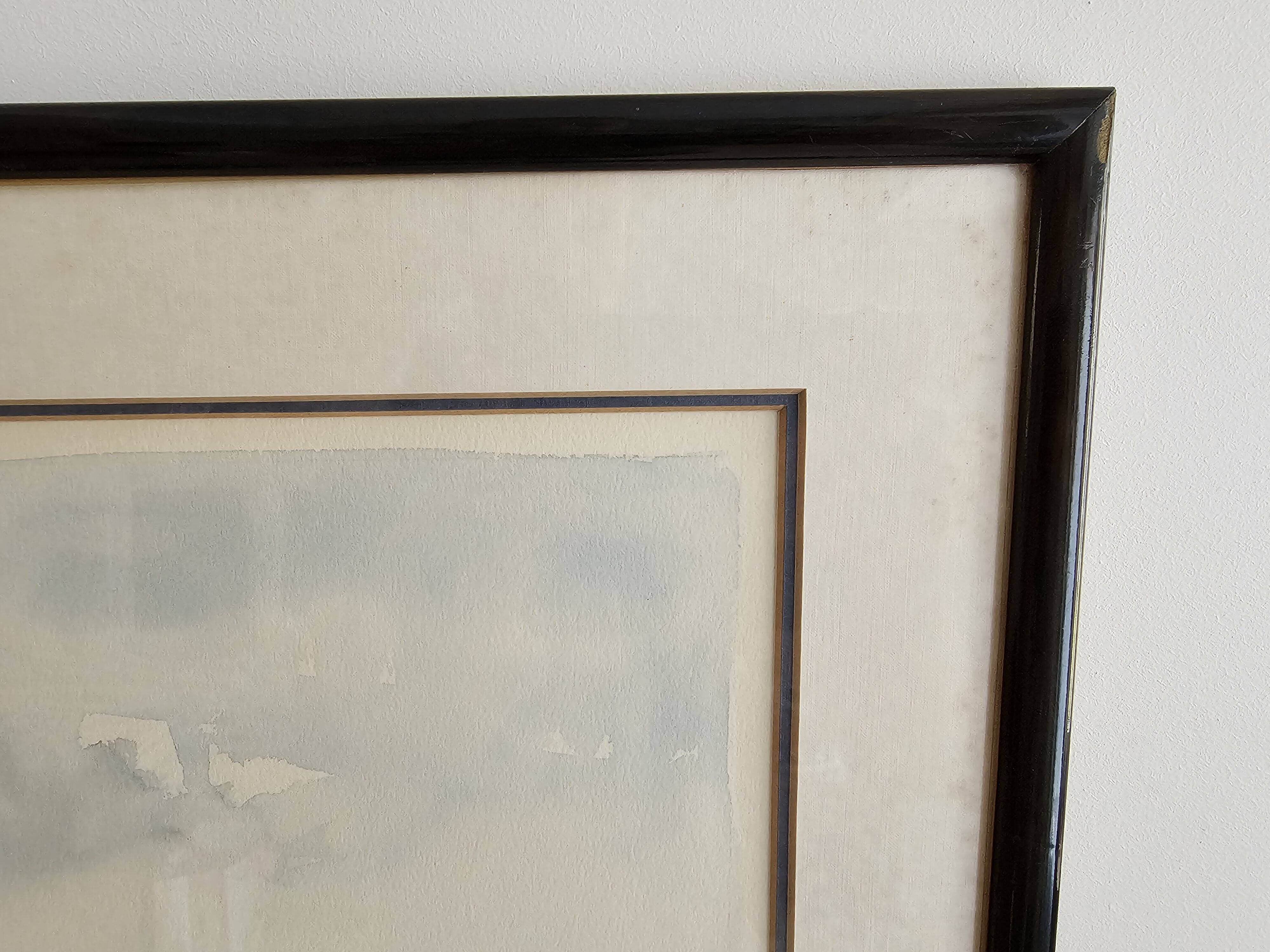 Painting - Watercolor landscape with poppies - View of Irancy (Yonne)