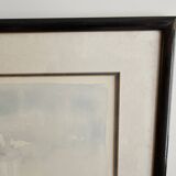 Painting - Watercolor landscape with poppies - View of Irancy (Yonne)