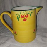 superb jug carafe pitcher Luneville France vintage cherry pattern