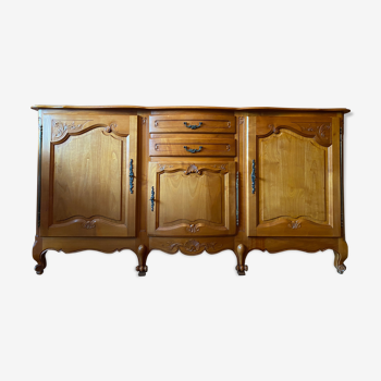 Low Provençal-style buffet of louis XV style in cherry wood, 3 doors