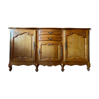 Low Provençal-style buffet of louis XV style in cherry wood, 3 doors