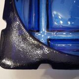 Vintage blue glass ashtray from the 80s