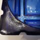 Vintage blue glass ashtray from the 80s
