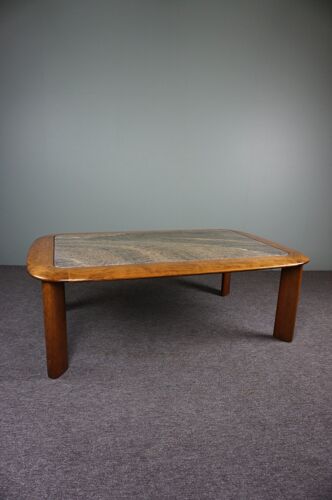 Mid-century wooden coffee table with marble top