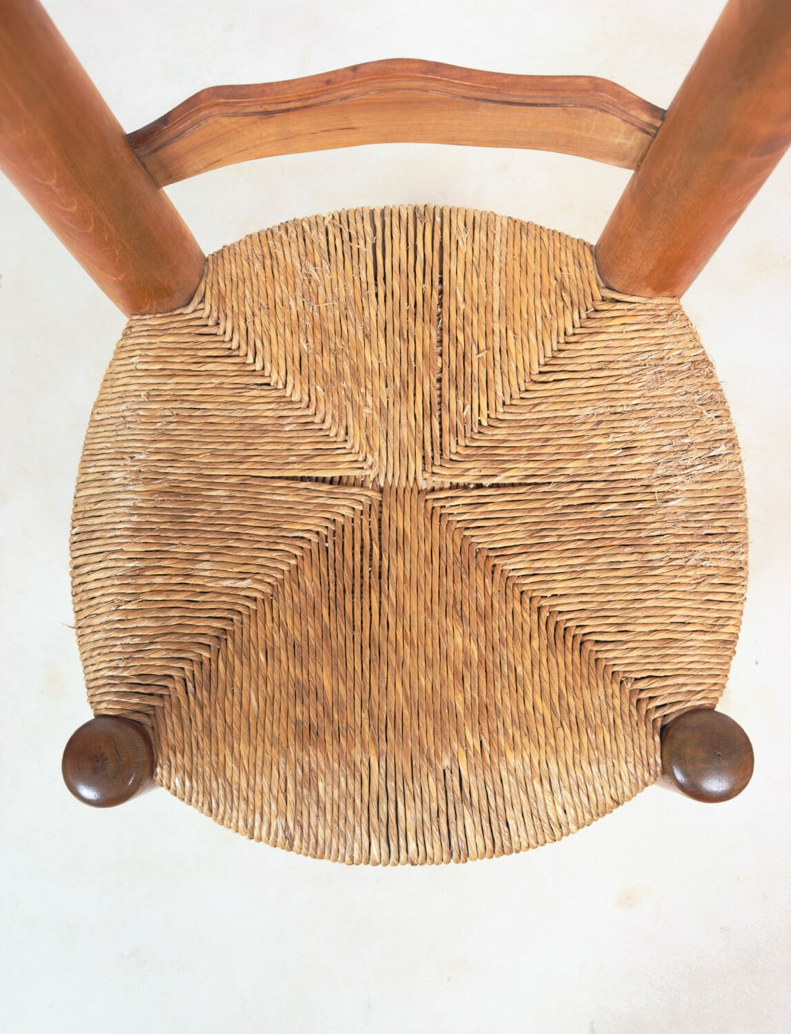 Vintage wooden chair with rush seating