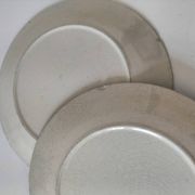 Two flat plates in earthenware with blue floral decoration.