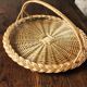 Round wicker and glass tray Anse Vannerie Vintage