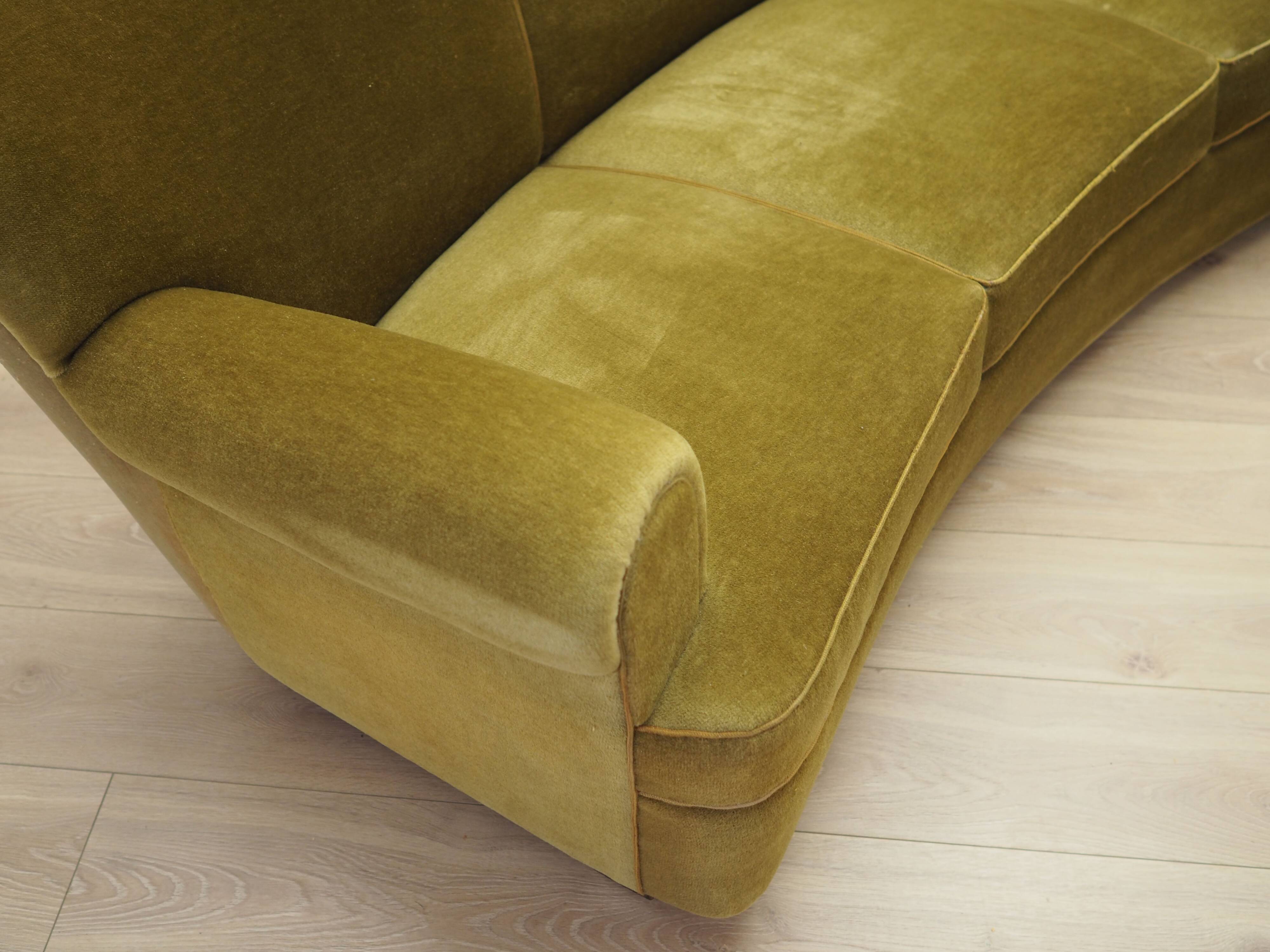 Green velour sofa, Danish design, 1960s, production: Denmark