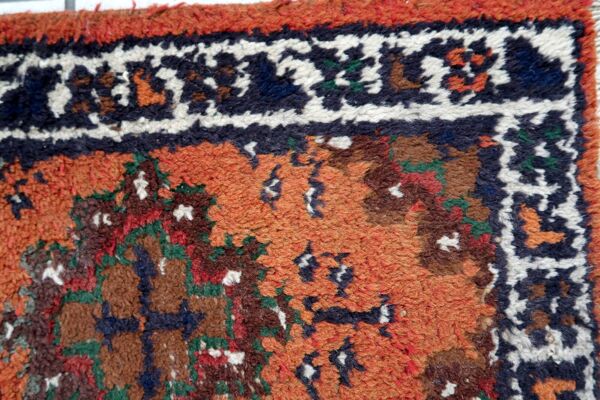 Tapis vintage du Moyen-Orient Hamadan fait main en laine – 41 x 58 cm années 1970